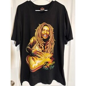 Bob Marley XL Black T-Shirt No Woman No Cry Hot Eagle Two-Sided Band Tee Rare